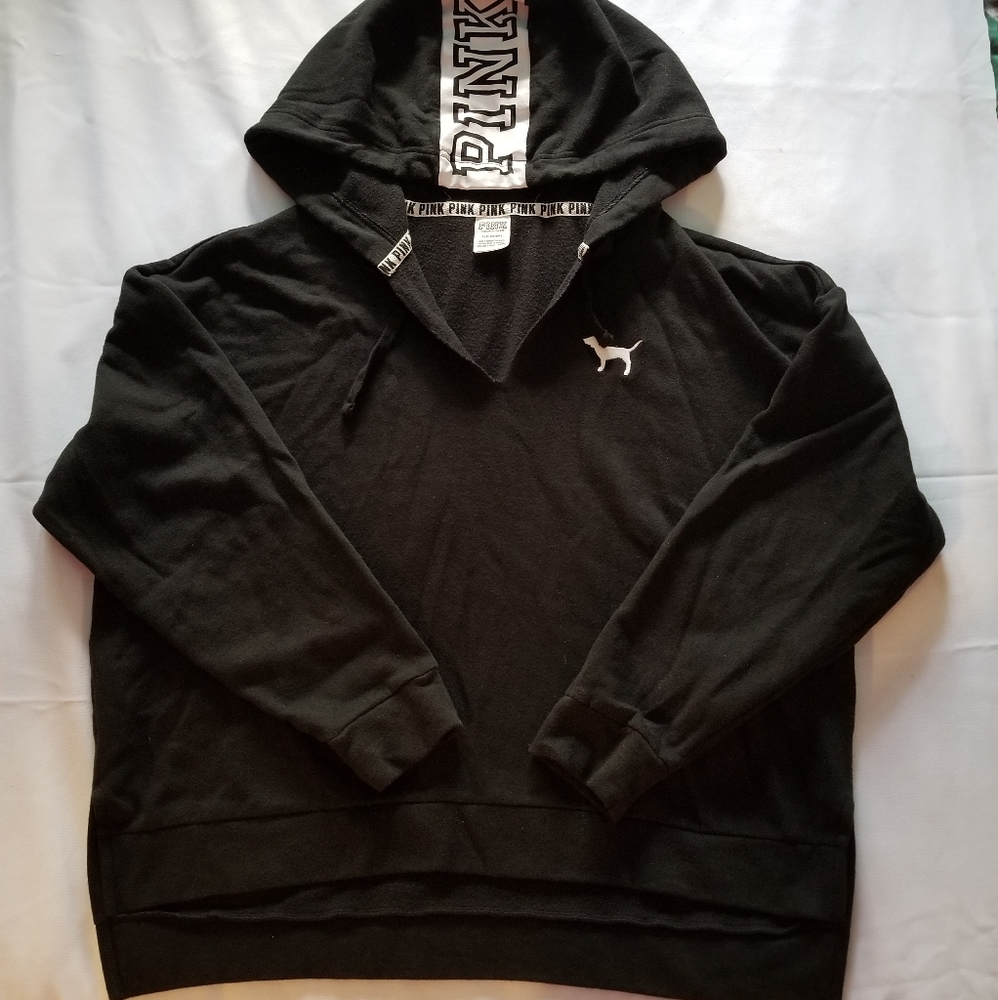 Victoria Secret PINK Nation Hoodie Black Sz L
